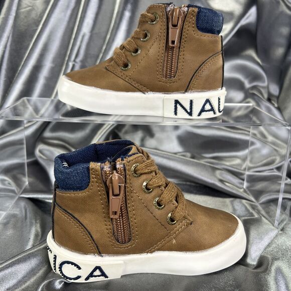 Nautica Palar Toddler’s 5 Chukka Boots  Dress Lace Up Zipper Ankle Tan Fall - Picture 9 of 16